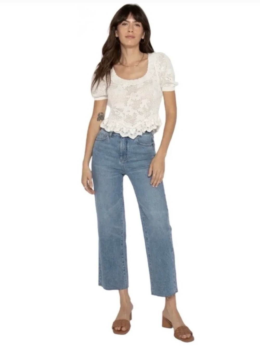 Oliver Logan Aberdeen High Rise Wide Leg Crop Jean in Classic Vintage